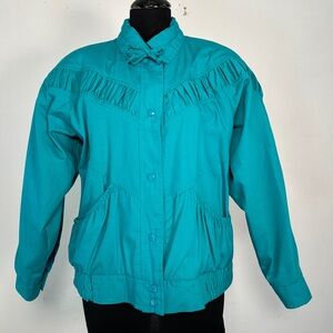 Vintage Teal Bomber Jacket